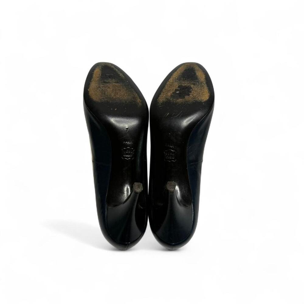 Vintage Bruno Magli Black Italian Made Italy Peep Toe 3"Heels Heels White Size 7 - Picture 3 of 8
